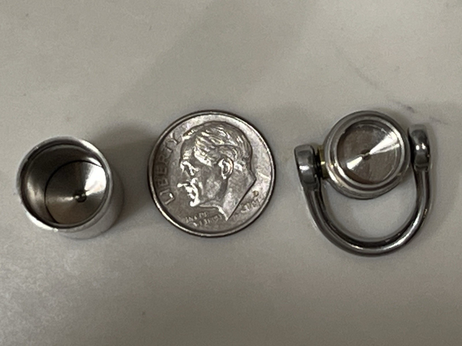 EDC Titanium Keyring Pill Fob Container w/Stainless Steel Keyring, 2-3/8”
