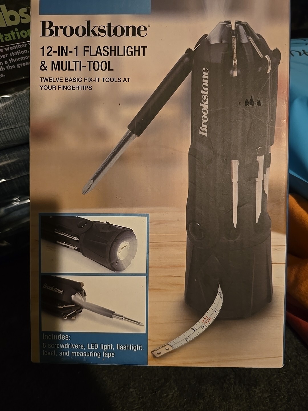 Brookstone 12 In 1 Flashlight & Multi-tool Flashlight tape ** NO BOX **