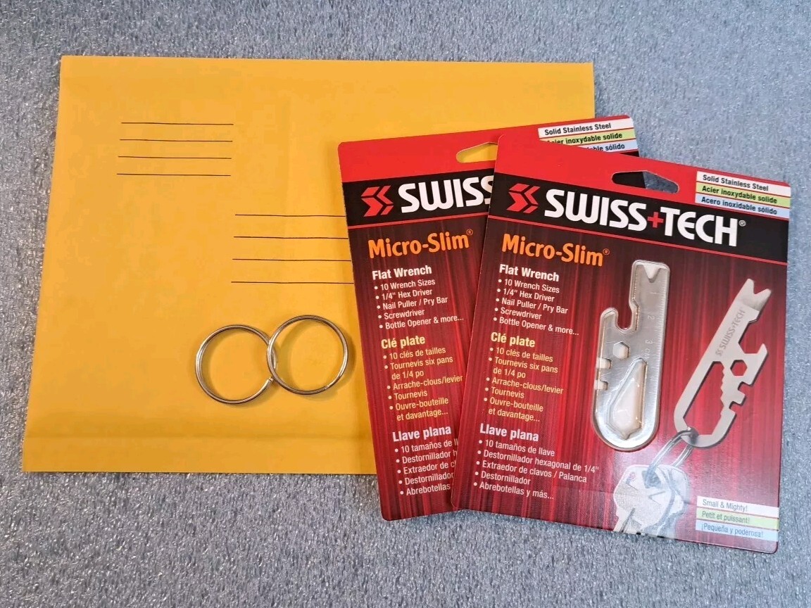 2 Swiss+Tech Micro-Slim Pocket Wrench Hex Bit Pry Bar Screwdriver Multitool New