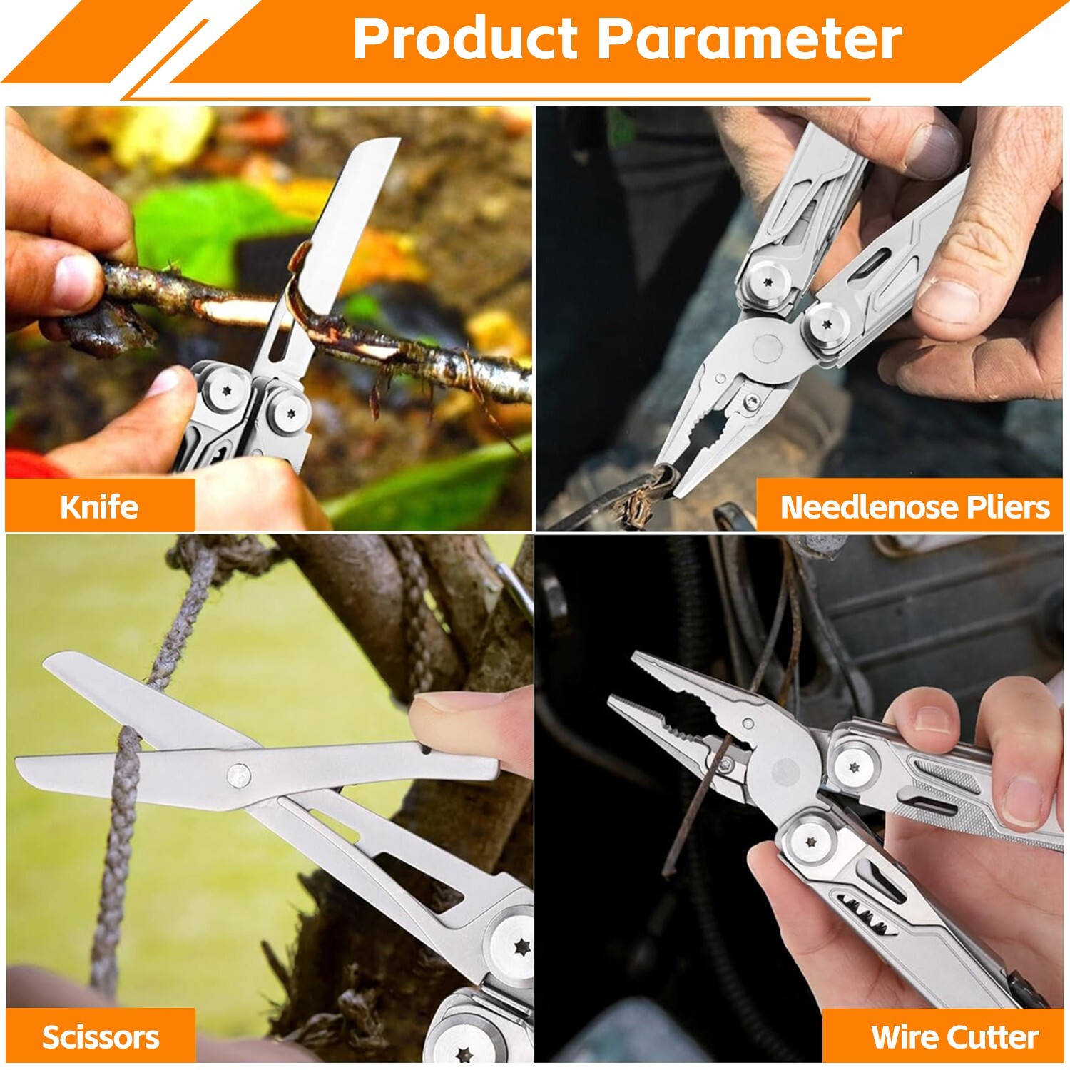 Multitool Pliers Pocket Knife Camping Hiking Gear Multitool Knife 16-in-1
