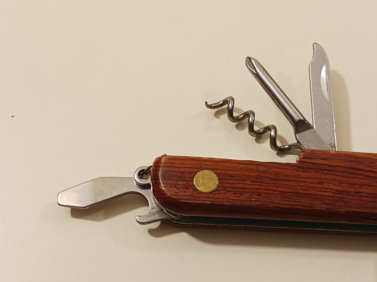 7 Function Wood Brown Handle Multi-Tool Folding Knife Pliers Scissors Camp China