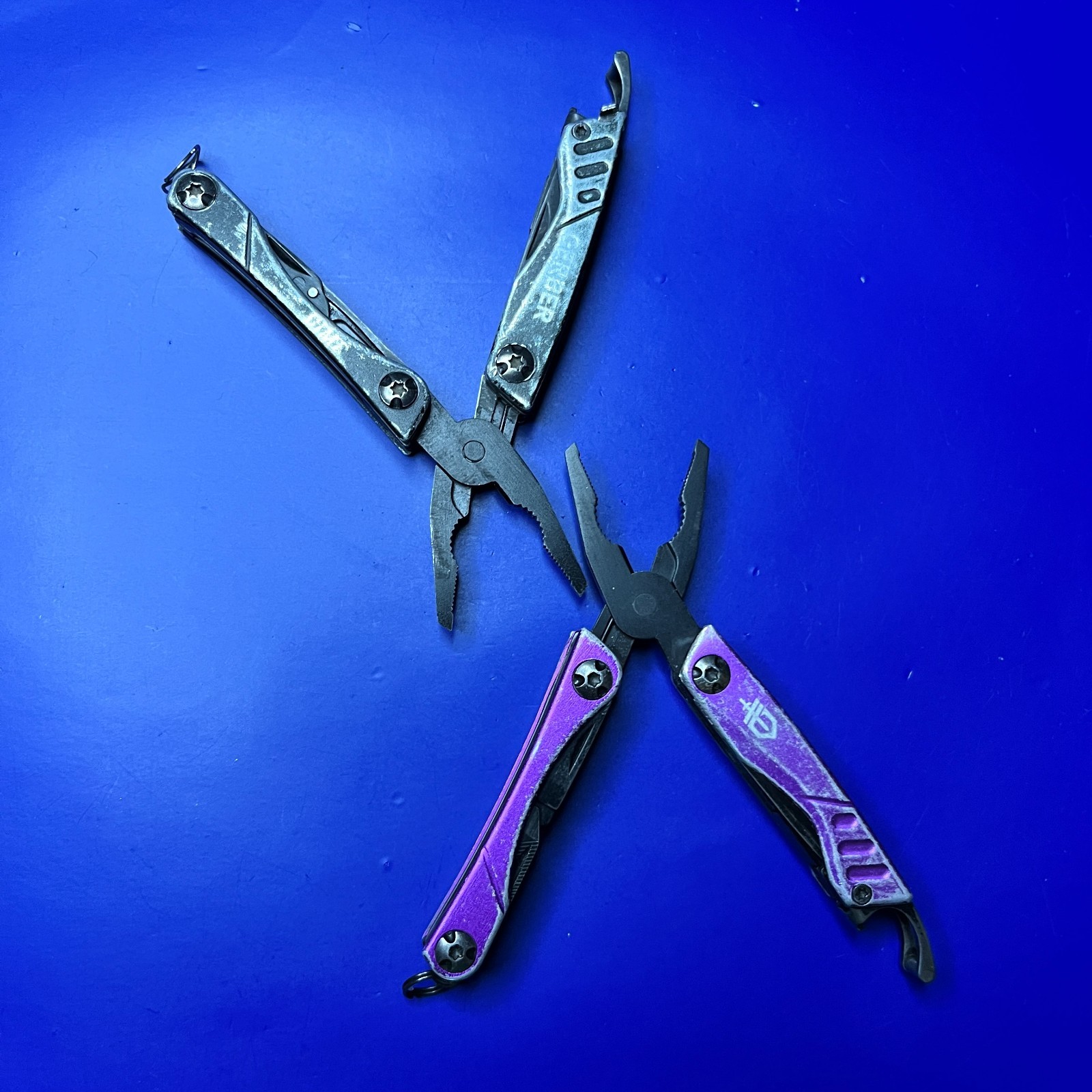Lot of 2 Gerber Dime Multi-Tools Small Keychain Pliers Knife File Scissors