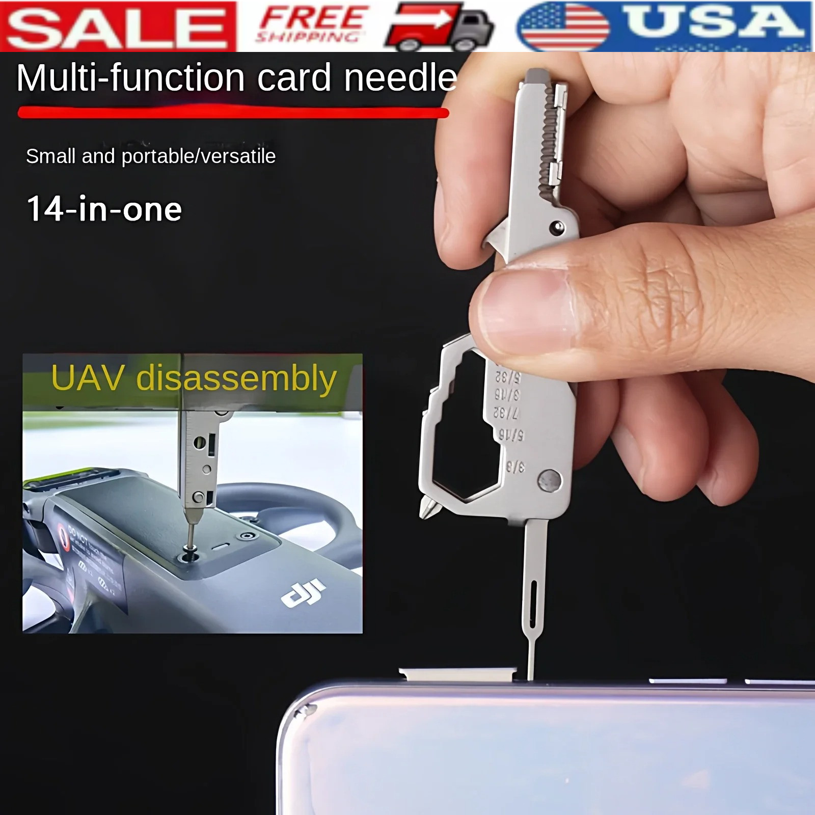 Mini Stainless Steel Multifunction Keychain Tool Card EDC Pocket Repair Gadget