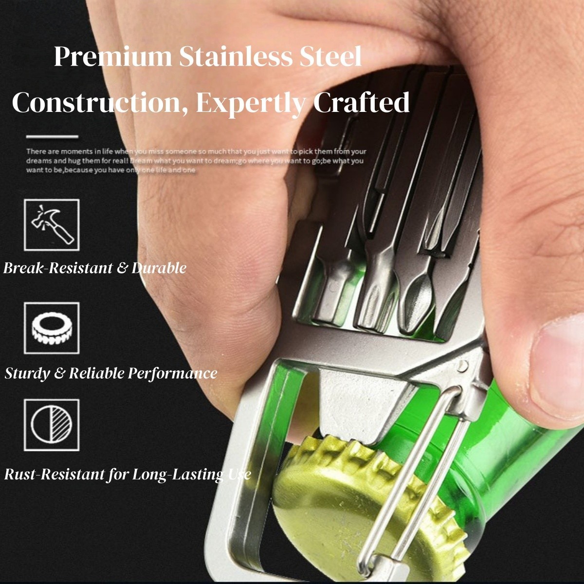13-in-1 Multitool Keychain, Stainless Steel EDC Pocket Tool with Screwdrivers
