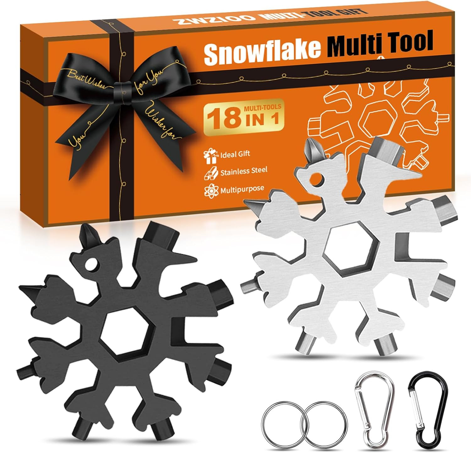 Stocking Stuffers Gifts for Men, 18 in 1 Snowflake Multitool, White Elephant Gif