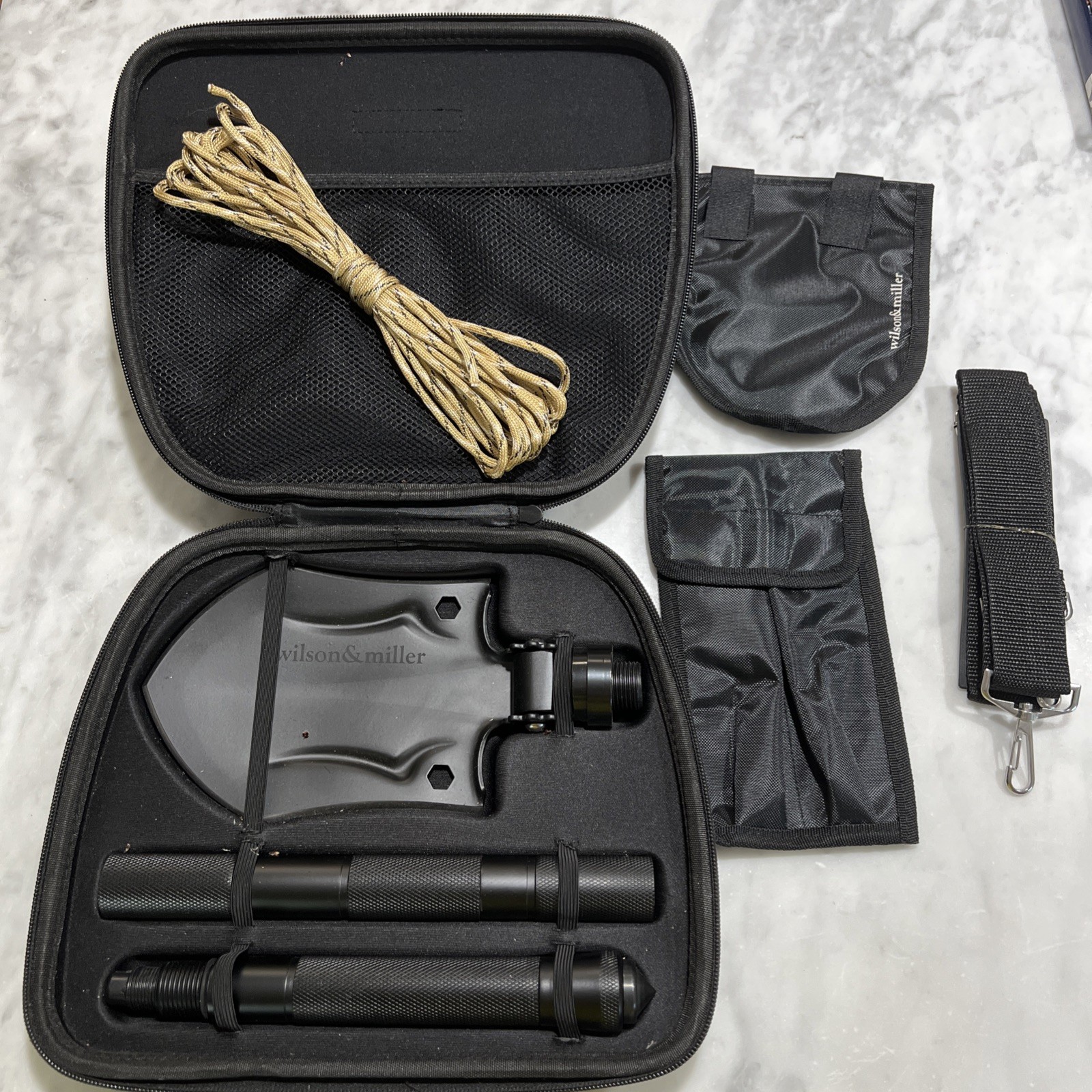 Wilson And Miller Survival Tool Case Shovel Conceal Handle Whistle Knife Ice Pk