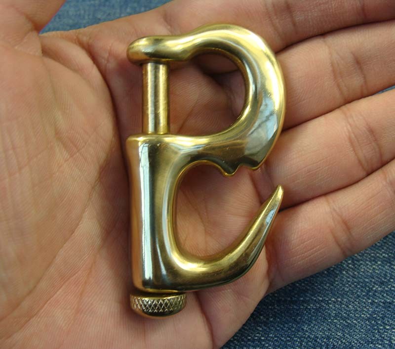2pcs Solid Brass Quick Release Snap Hook Keychains Outdoor EDC Shackle Clasps