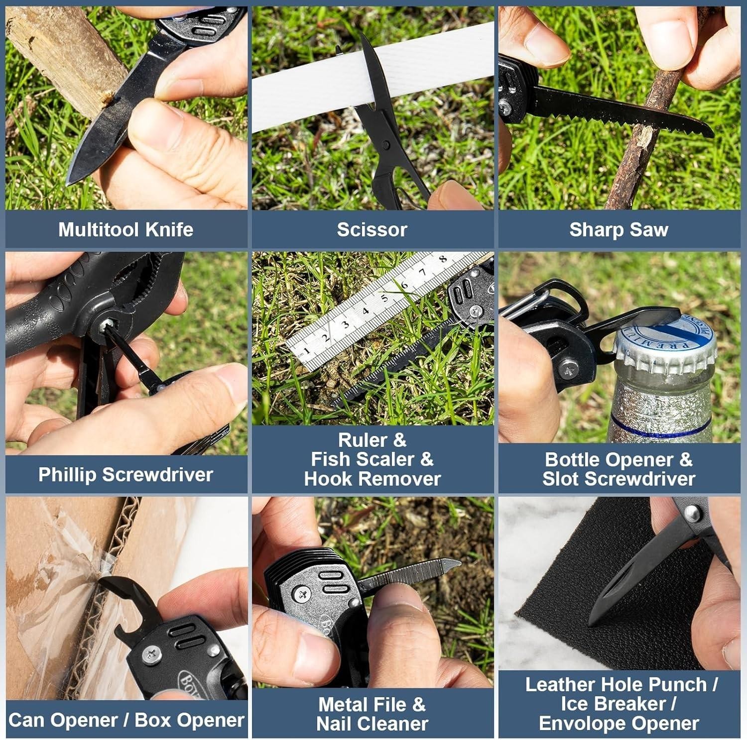 16 in 1 Multitool Pocket Knife Folding Camping Survival Tool for Hiking