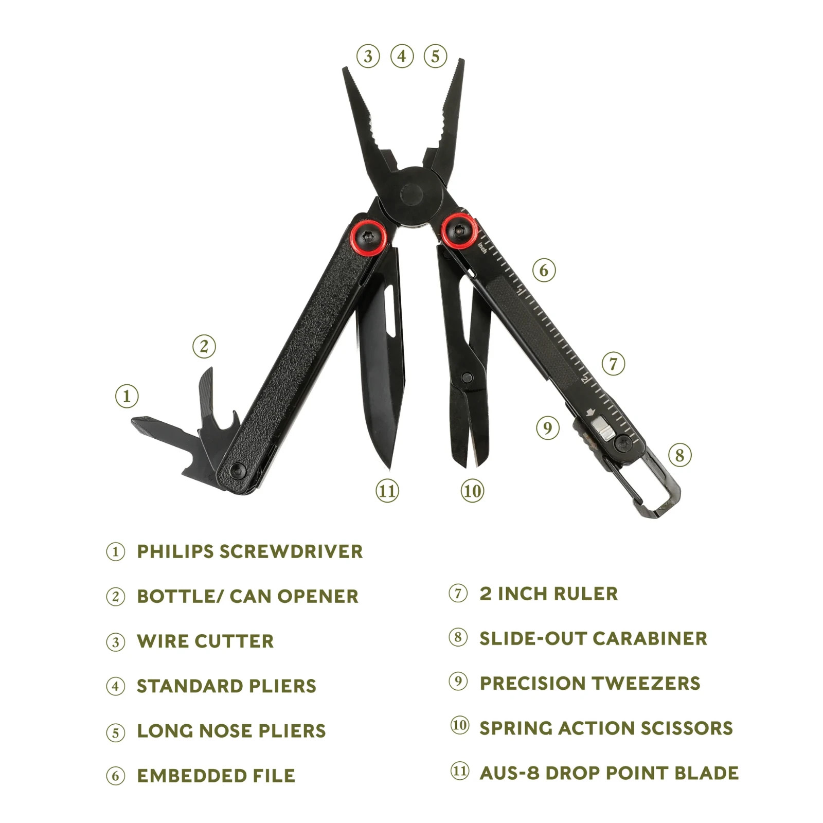 Swiss Tech Uberall 11-in-1 Folding Mini Multi-Tool Ultra Compact with Leather Sh