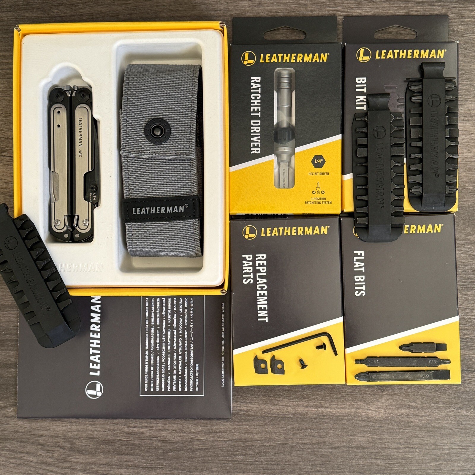 Leatherman ARC bundle Multitool w/Bit Kit Ratchet Driver+Black Cutters+Long Bits