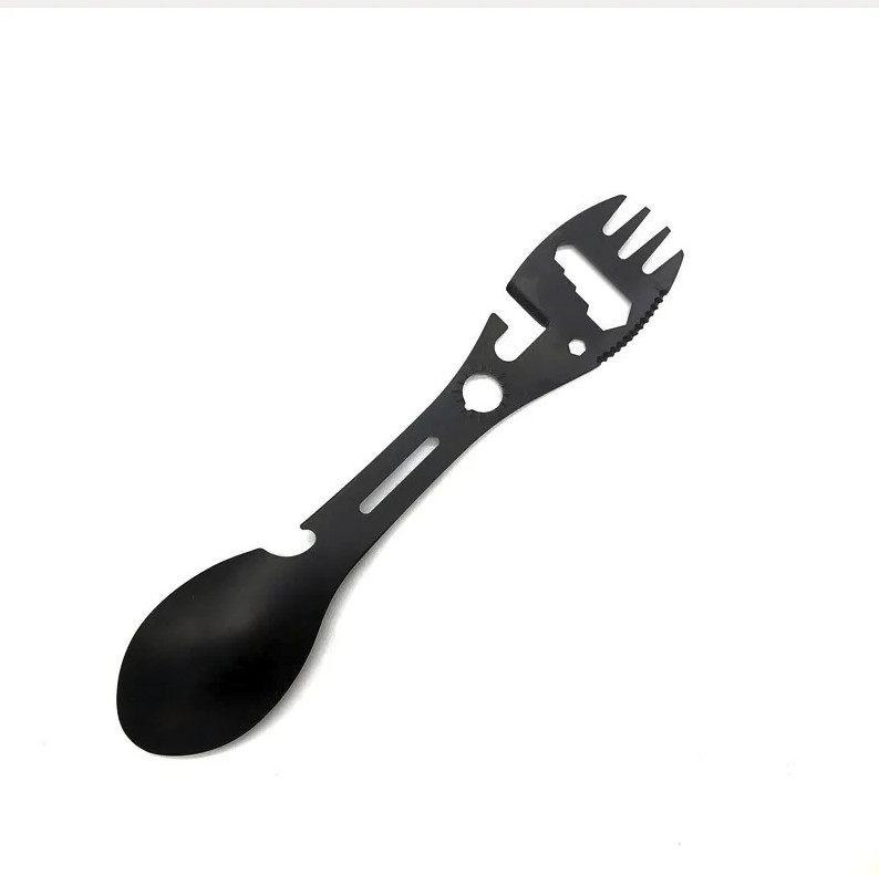 2pcs 10‑in‑1 Stainless Camping Tool – Spoon, Knife, Wrench & Bottle Opener – NEW