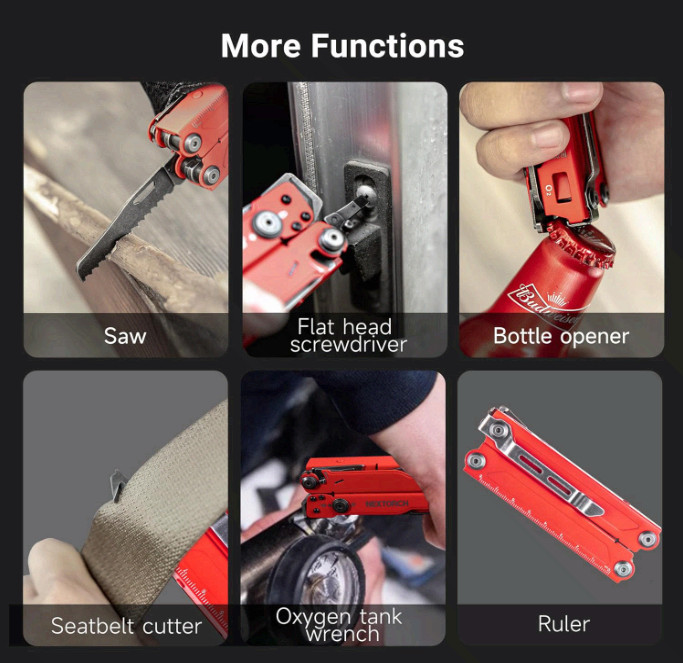 PIONEER MT20 14-in-1 Multi-Tool w/ Scissors, Pliers, Pocket Clip, Glass Breaker