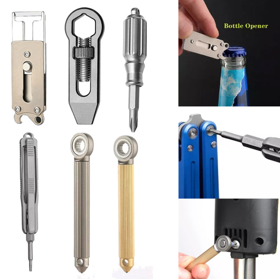 Titanium Alloy Multi Tools Bottle Opener Screwdriver EDC Outdoor Gadget Pocket