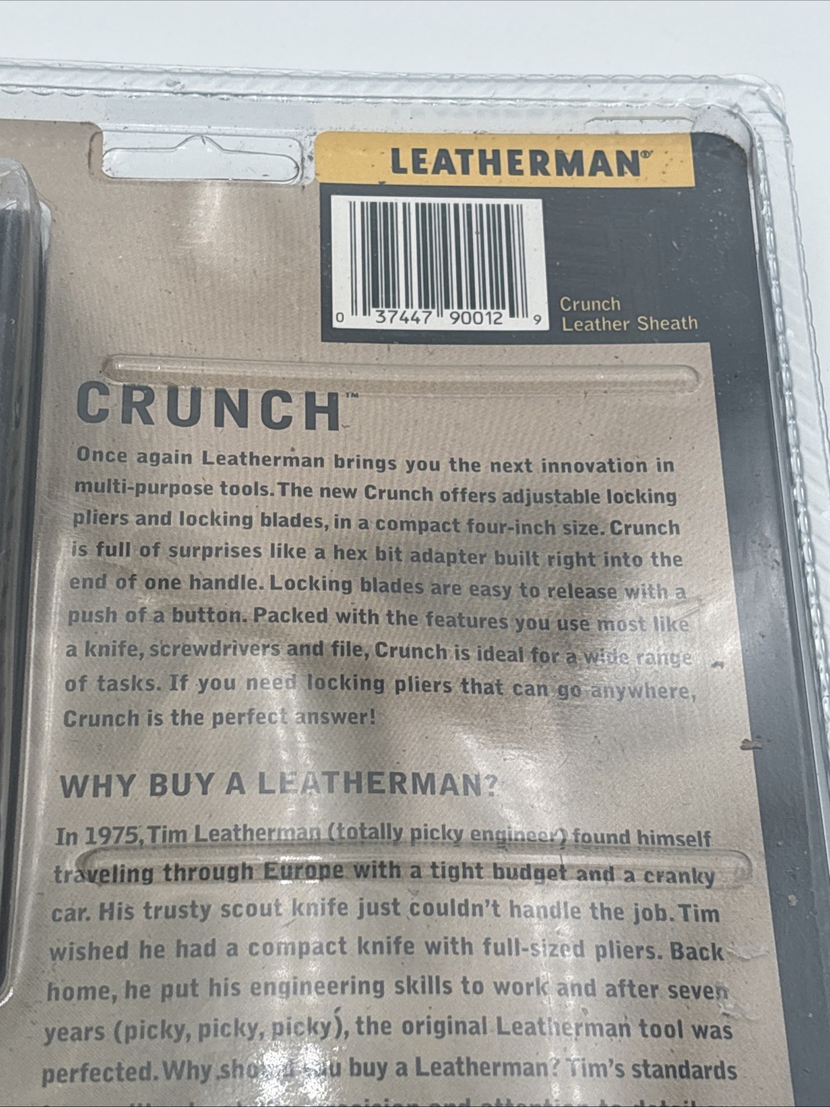 Discontinued Original Leatherman Crunch Pre Patent Multi-Tool Leather Sheath NIB
