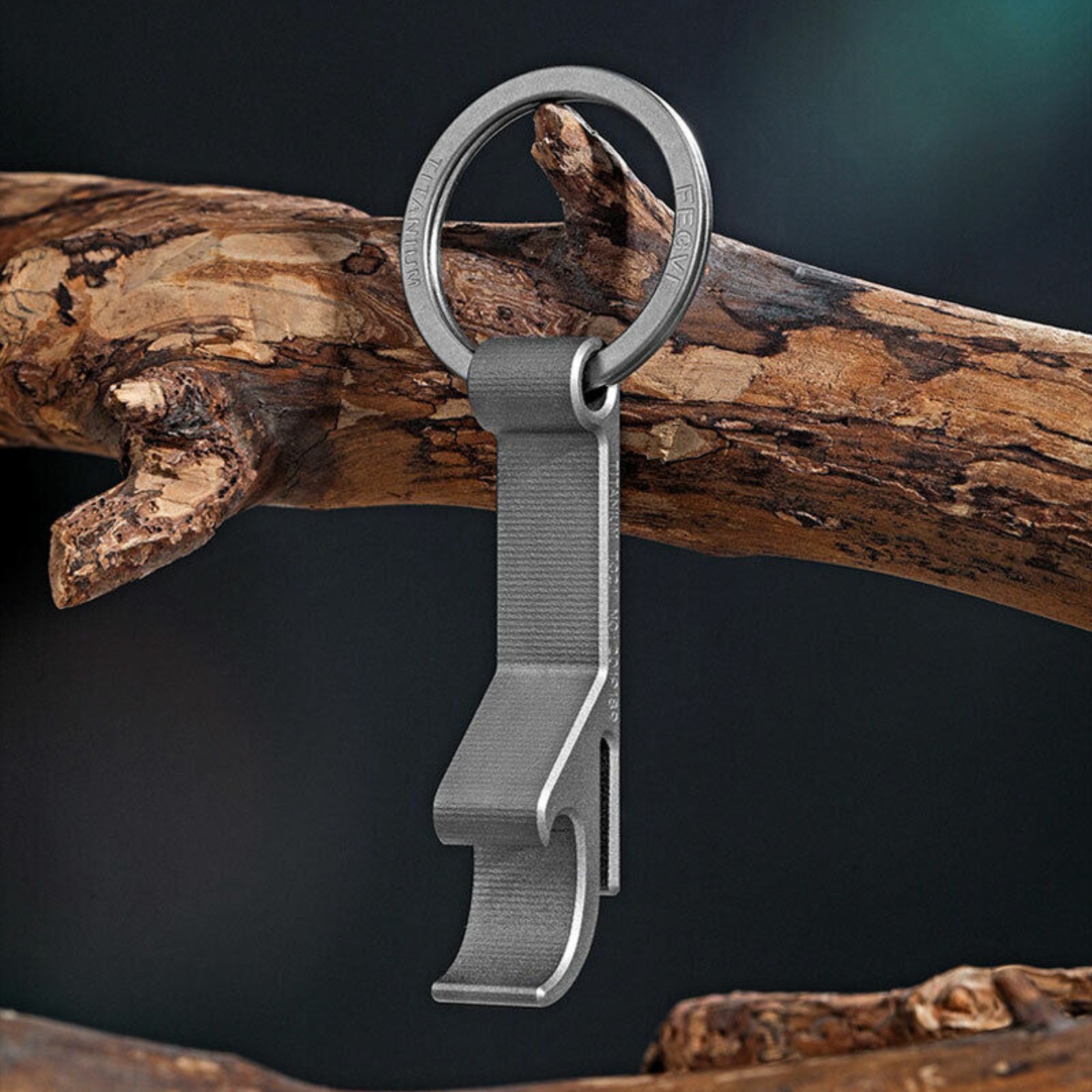 CNC Titanium Alloy Bottle Opener Key Chain Pendant EDC Tool with 25mm Key Ring