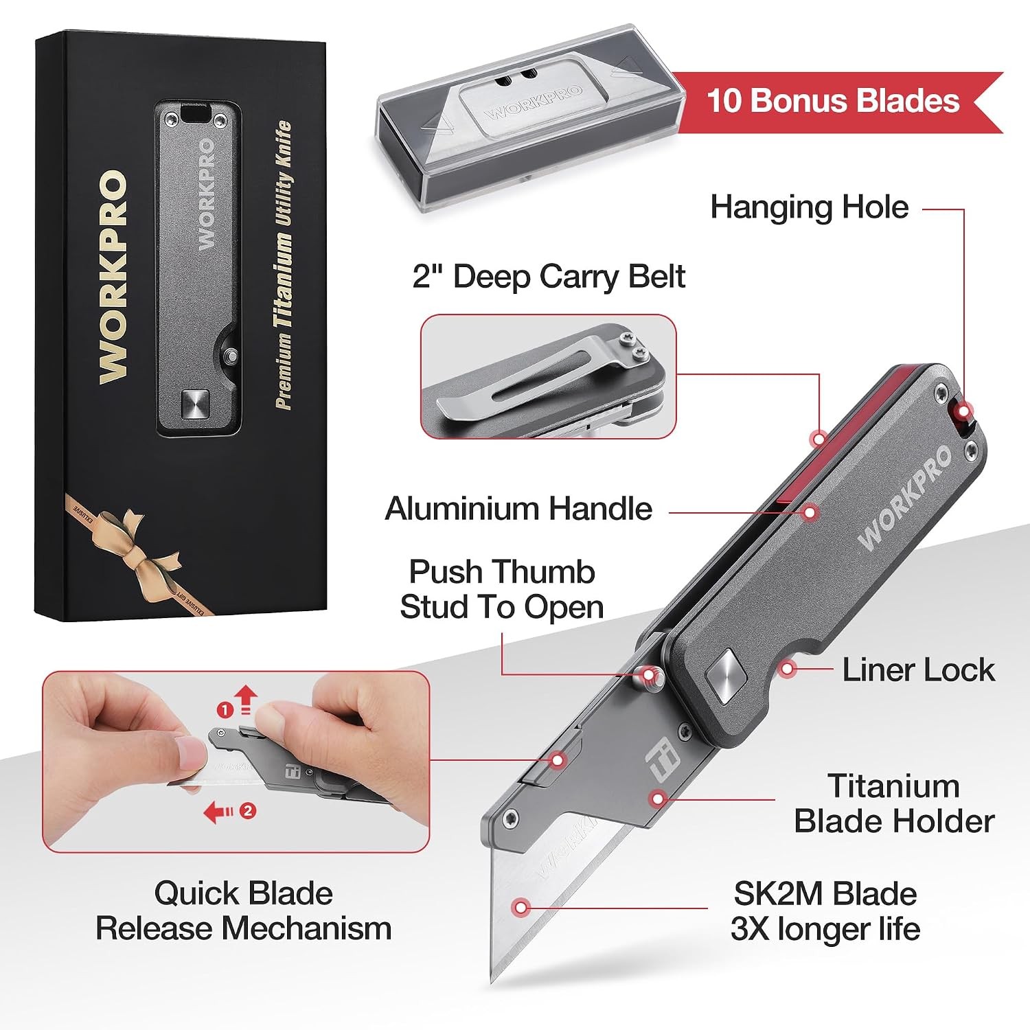 Titanium Utility Knife CNC Aluminium Handheld Portable Multi Tool Premium