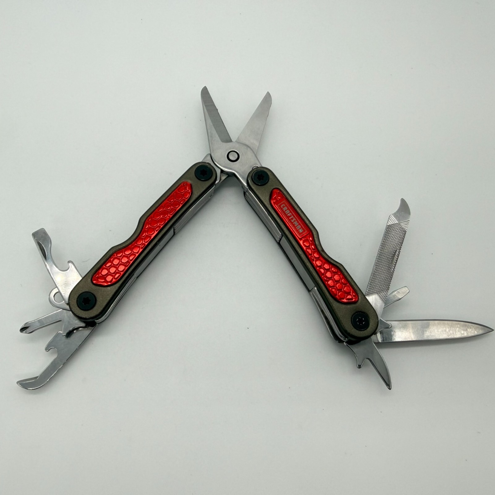 Craftsman 10-in-1 Mini Pocket Multi-Tool Red Honeycomb Keychain Pliers EDC