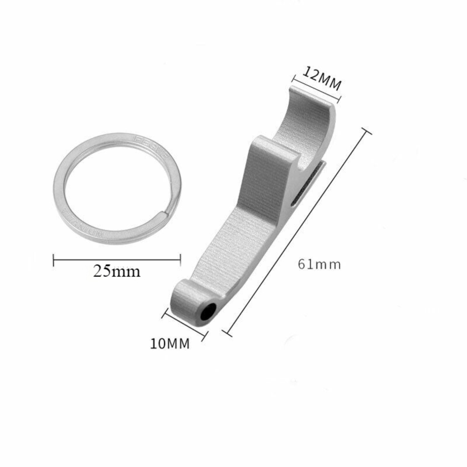CNC Titanium Alloy Bottle Opener Key Chain Pendant EDC Tool with 25mm Key Ring