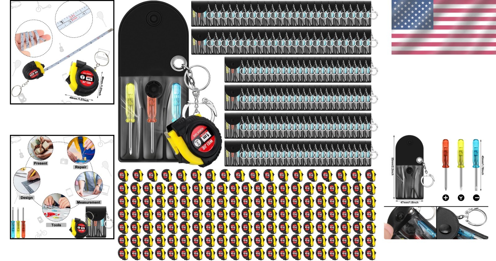 Mini Screwdriver Tape Measure Keychains 240pc: Practical & Fun Adult Gifts