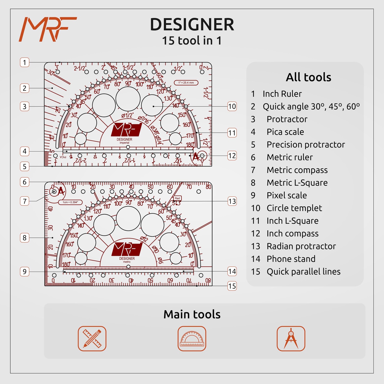 MRF Card Multitools Designer – 15in1 Credit Card Multitool Ruler – Aluminium …