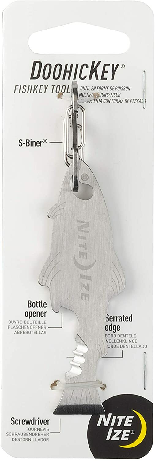 Nite Ize DooHicKey FishKey Multi-Tool Stainless Keychain Bottle Opener (2-Pack)