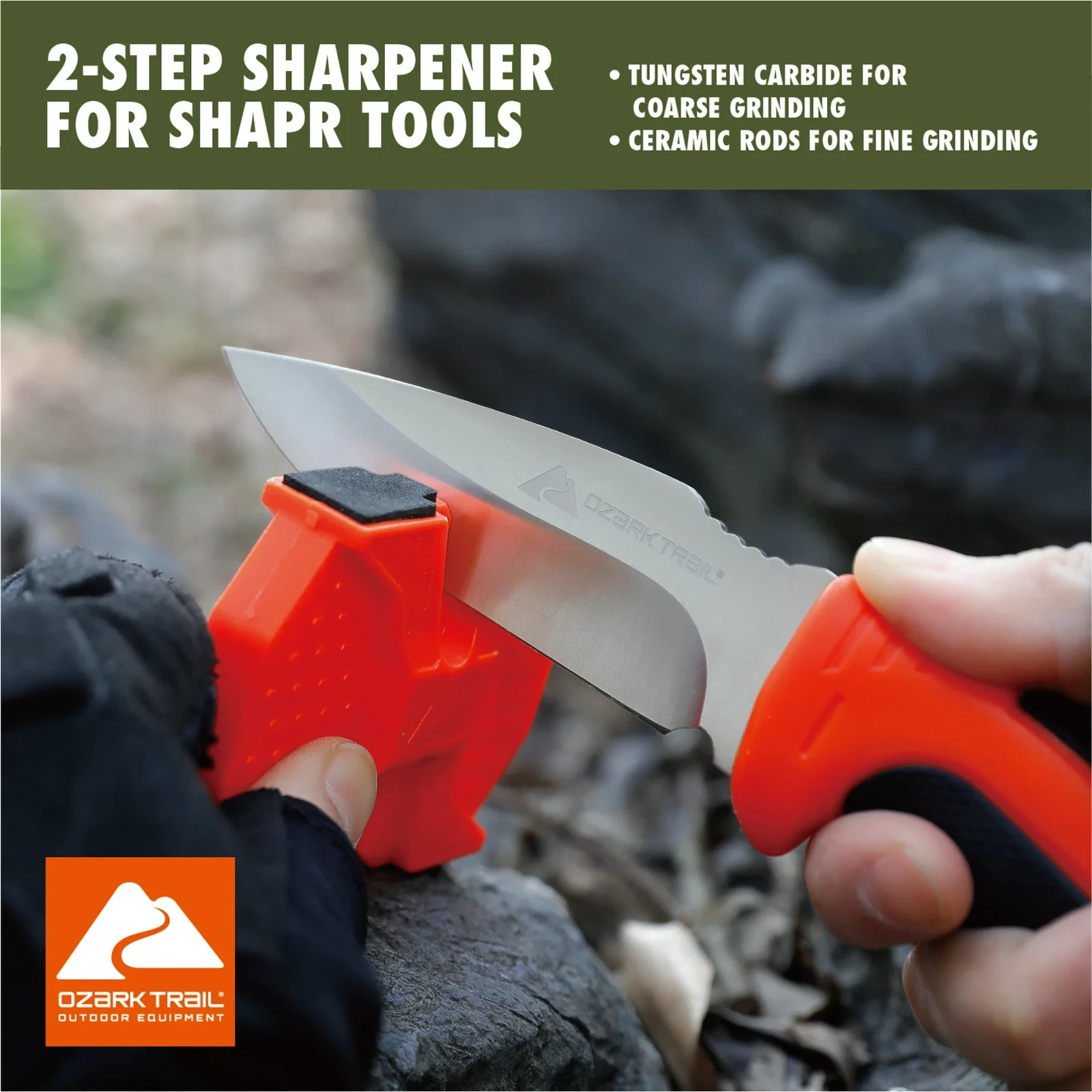 Ozark Trail 7-Piece Camping Tool Set with Hammer, Axe, Flashlight, and Knives, B