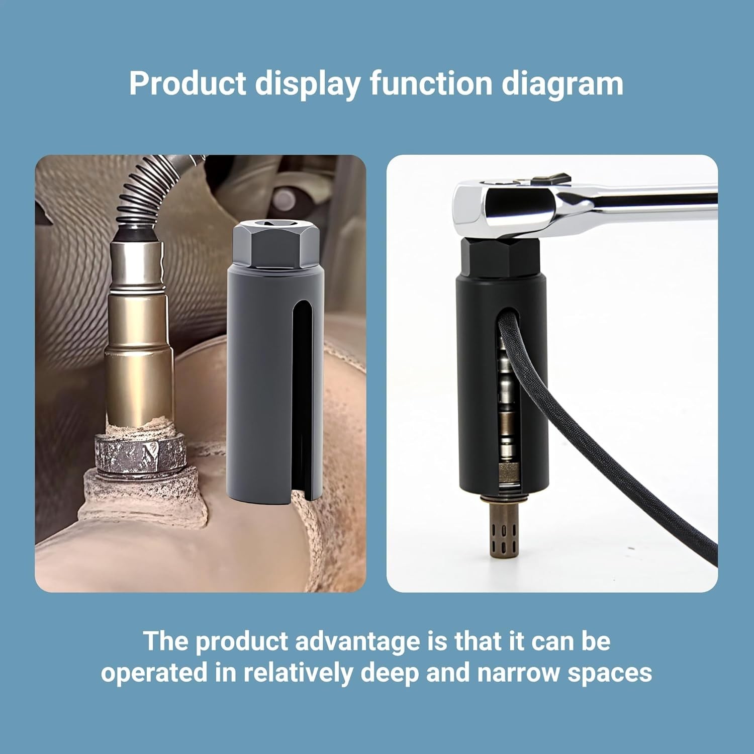 Oxygen Sensor Socket with Side Wire Cutout 3/8” Inch Drive x 7/8” 22mm fits A…