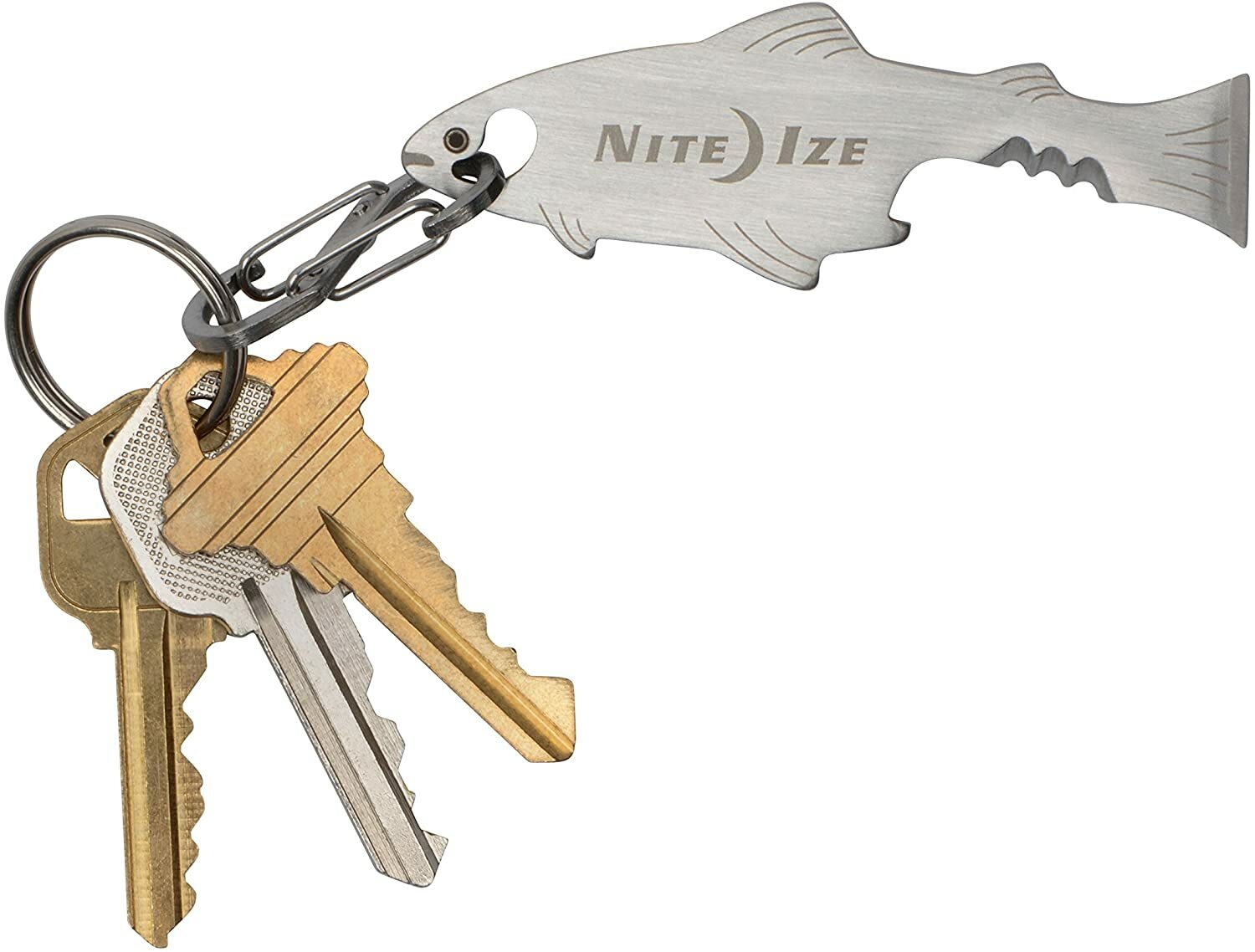 Nite Ize DooHicKey FishKey Multi-Tool Stainless Keychain Bottle Opener (2-Pack)