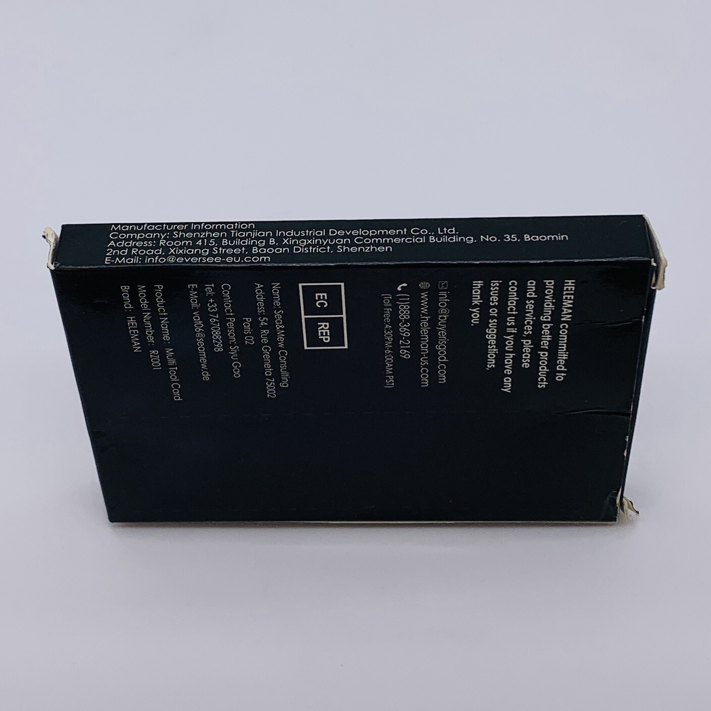 Heleman 19 in 1 Tools Multi Tool Metal Card Model RZ001 Black – Open Box