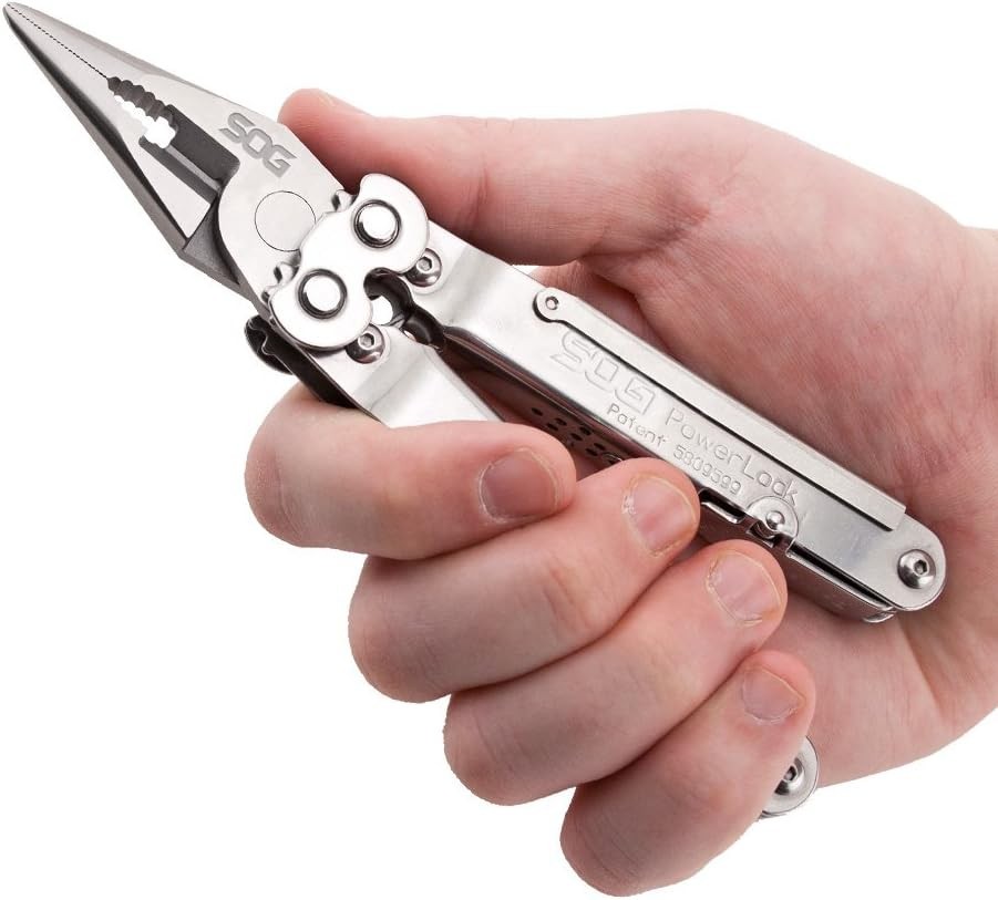 Multifunctional Heavy Duty 18-Tool Powerlock Pliers with Scissors & Satin Sheath