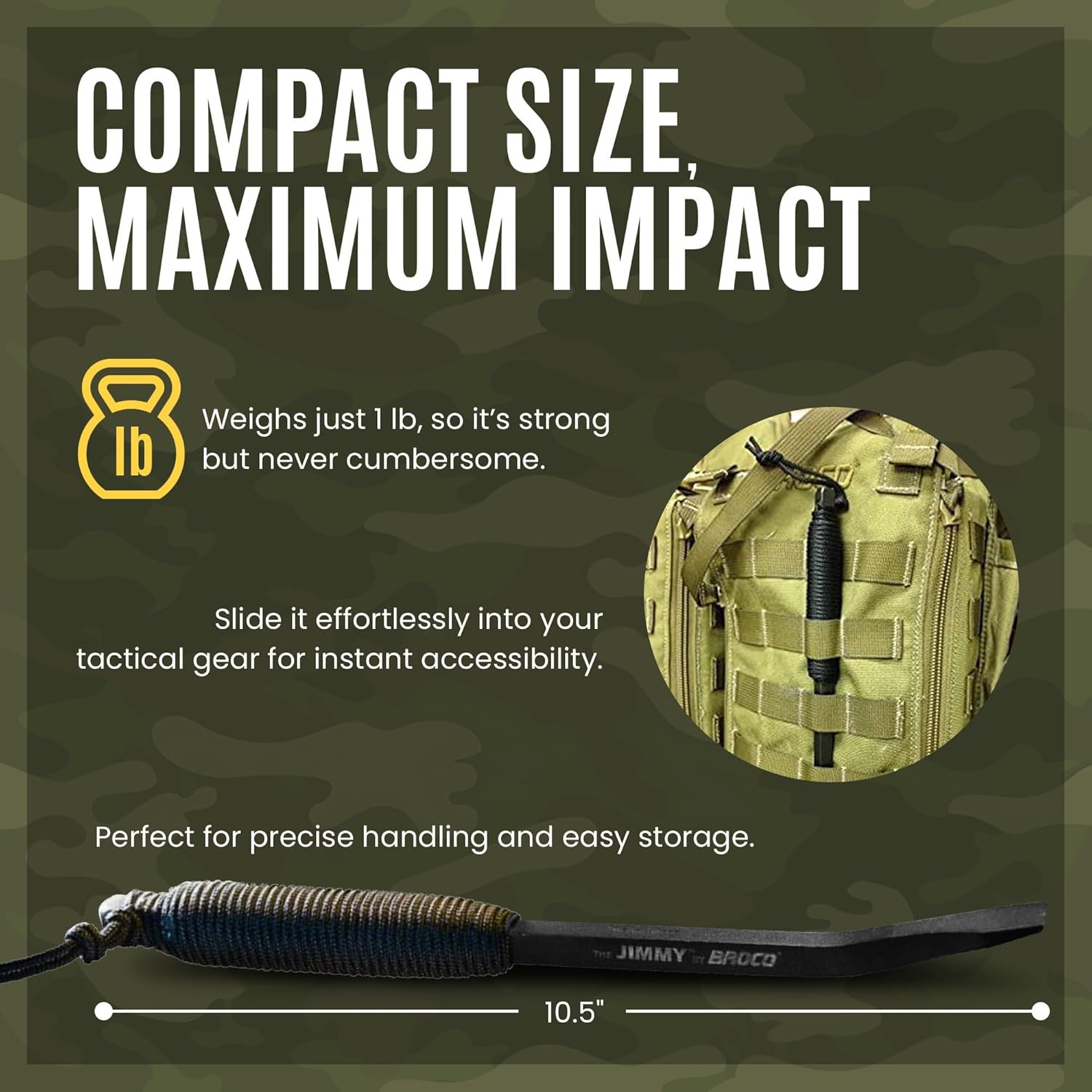Jimmy Tactical Pry Bar, EDC, Rescue & Breaching Tool, Durable Steel, Comfort Gri