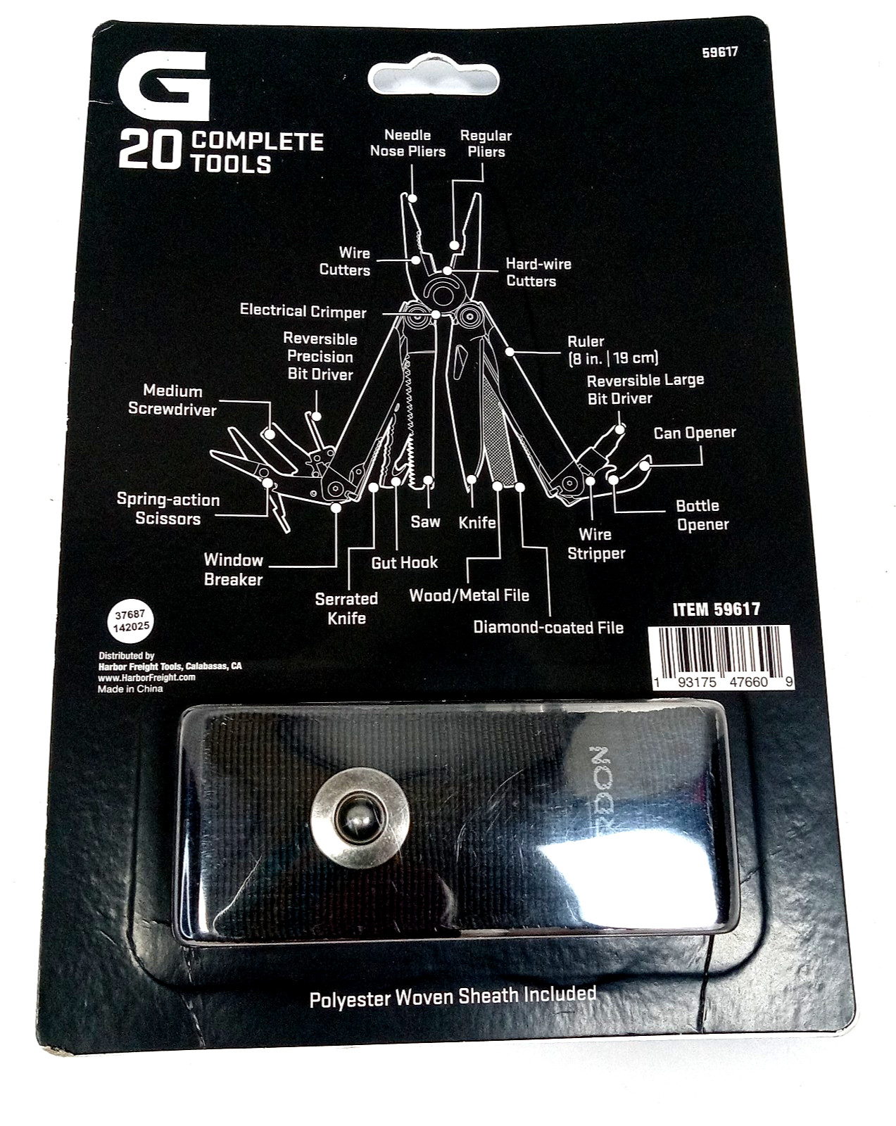 GORDON 20 in 1 Multi-Tool with Woven Sheath Harbor Freight