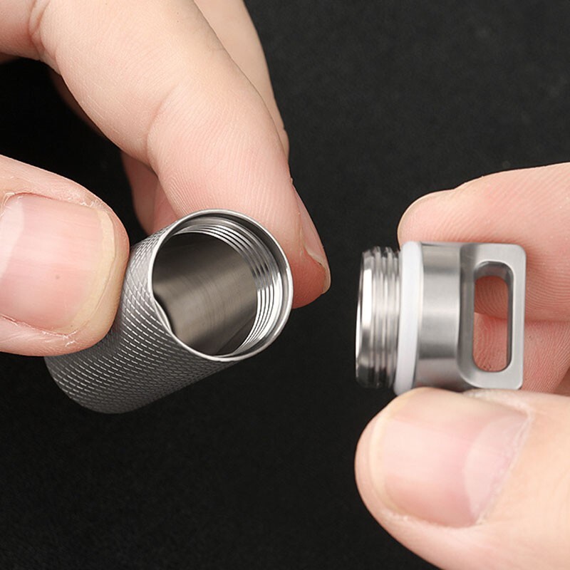EDC Titanium Portable Waterproof Box Keychain Pendant Pill Storage Container