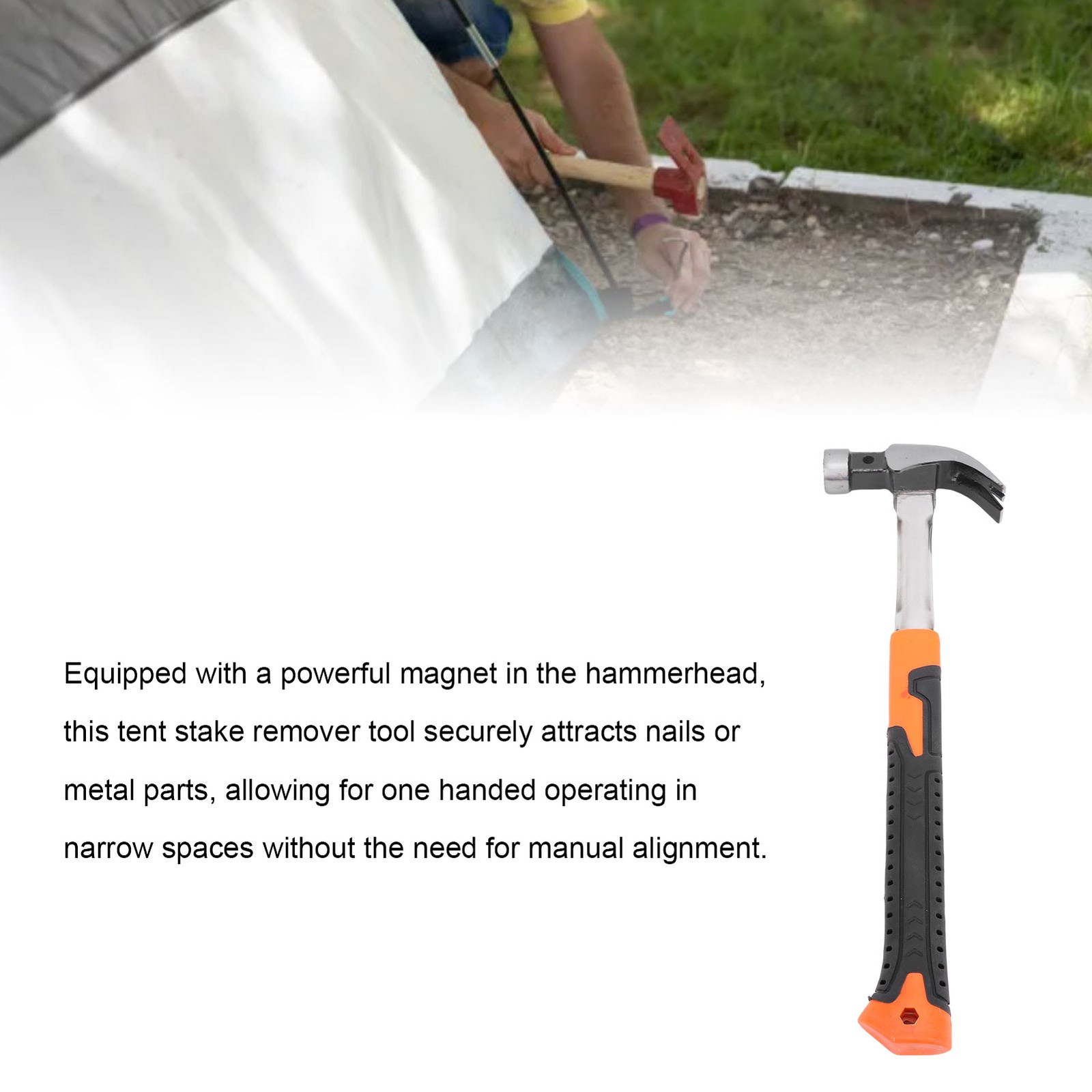 Camping Hammer Iron Stainless Steel Ergonomic Handle Multifunctional Magnetic