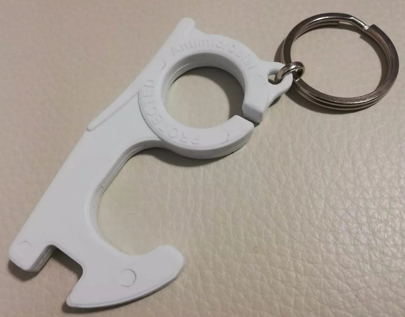 Germ Virus Free NO TOUCH Hands-Free Door Opener Key Chains ABS W/RING (WHITE)