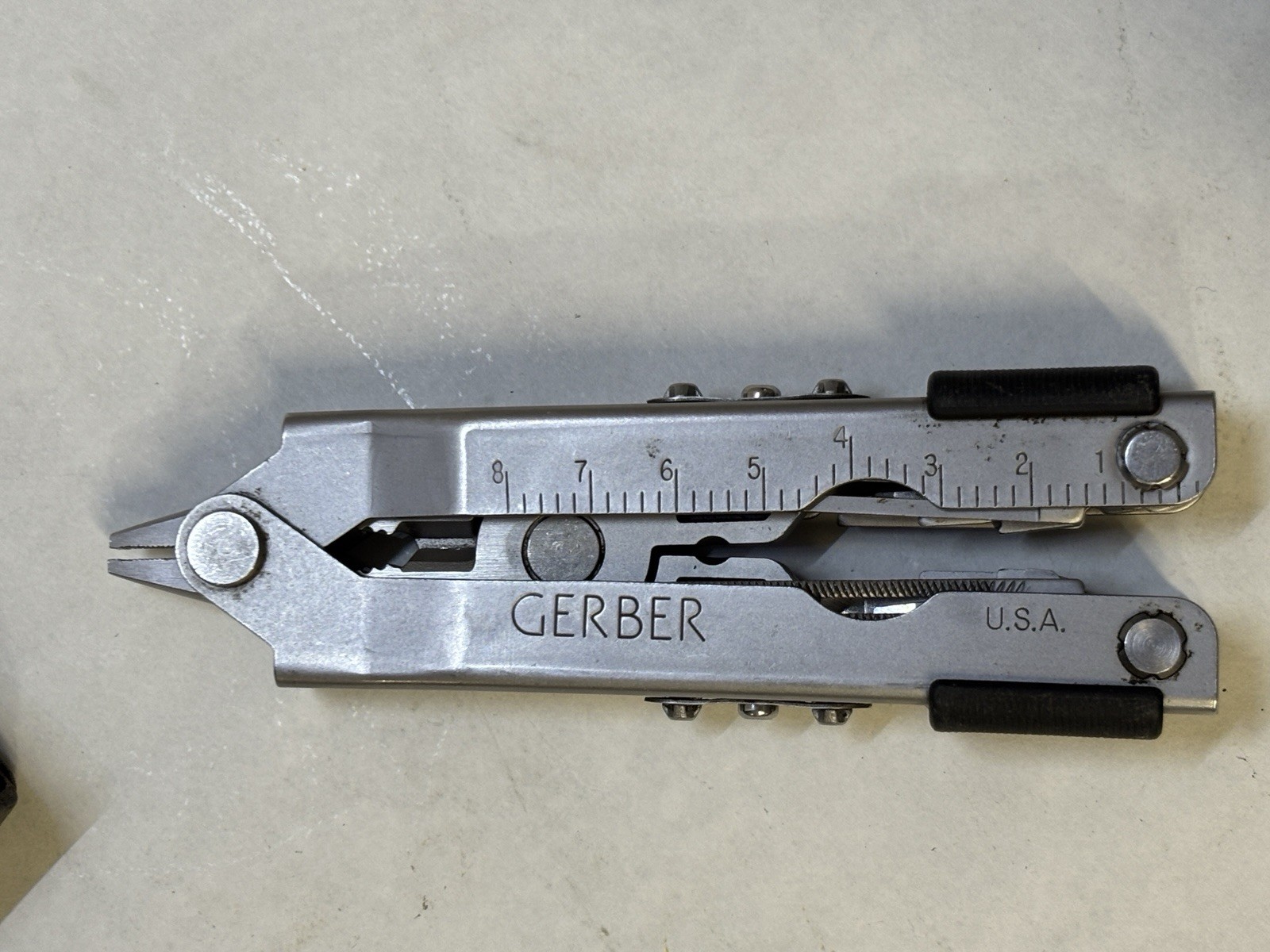 Vintage GERBER Blunt Nose Plier With LEATHER Sheath 9-way Multi-Tool USA