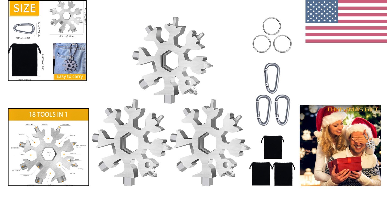 Versatile Snowflake Multi-tool 18 Functions – Ideal for Outdoors & Everyday Use