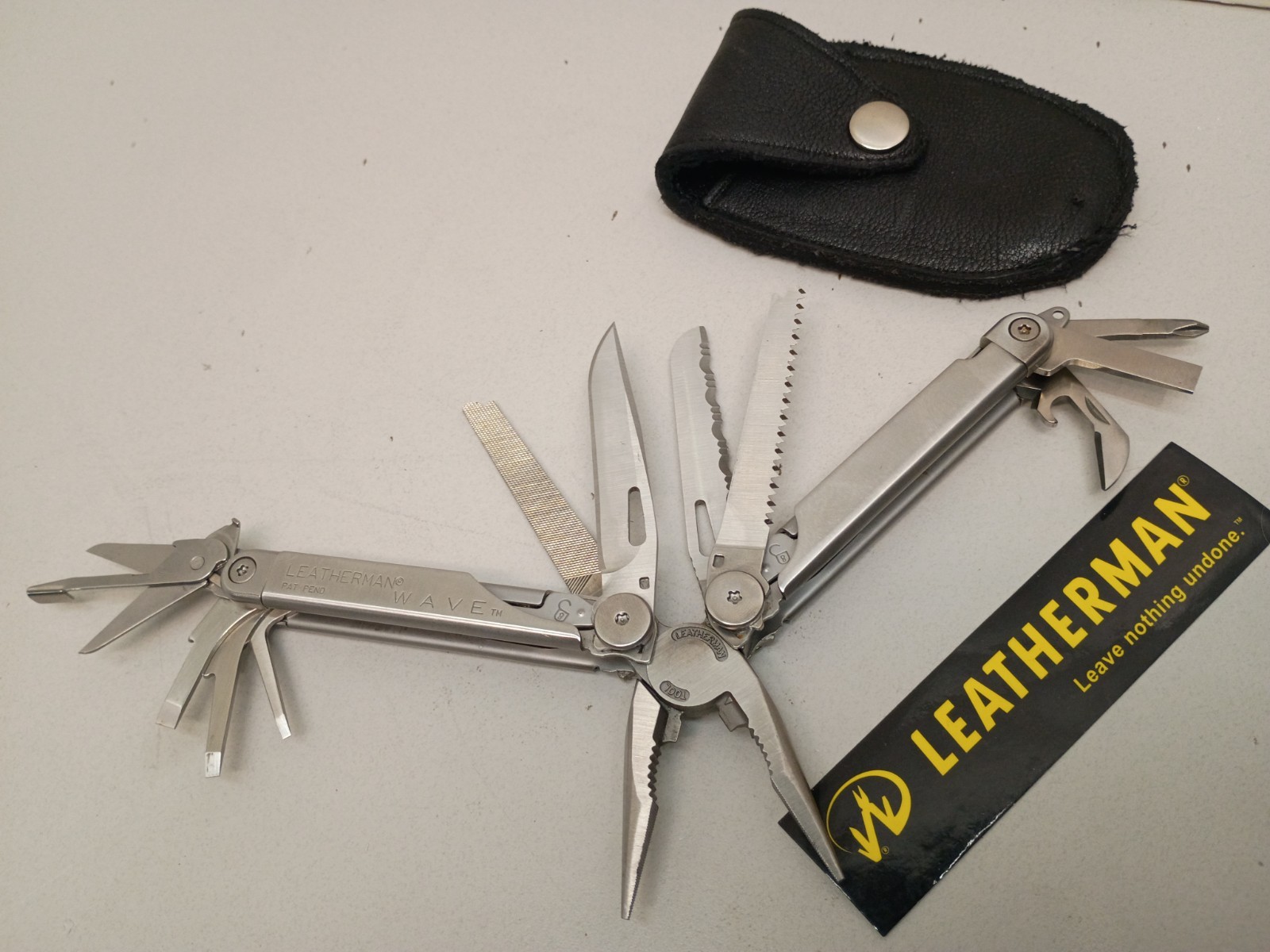 Vintage Leatherman Wave 1st Gen Multi Tool Pat Pend Custom Leather Sheath Case