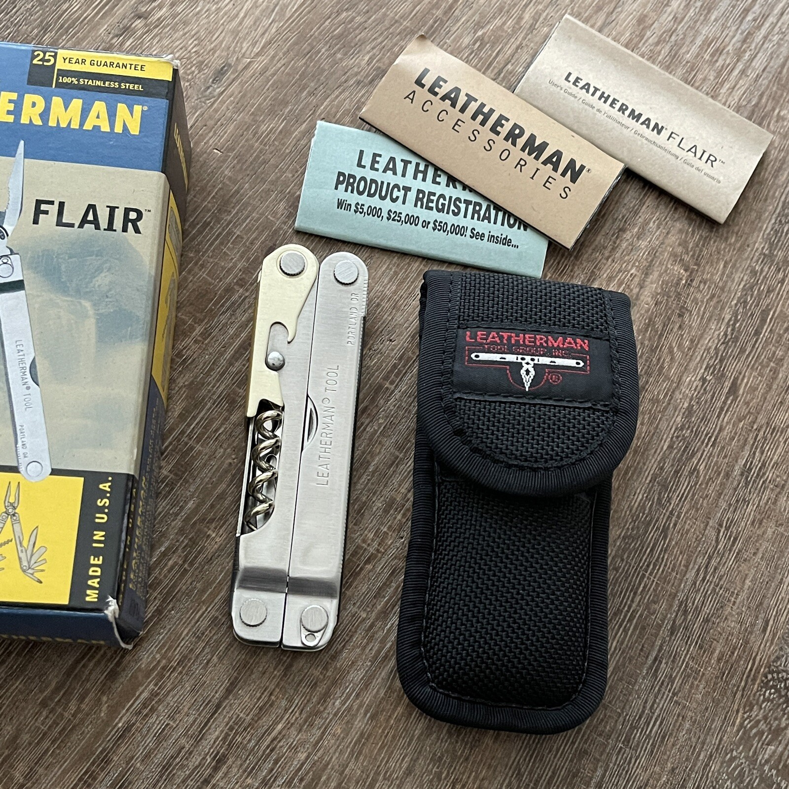 Collectible New Leatherman FLAIR multitool; Picnic/Sommelier Multi Plier, Nylon
