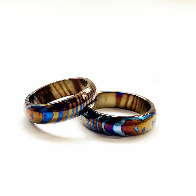 Titanium MokuTi Timascus Round Finger Ring Necklace Pendant Bead Decorative EDC