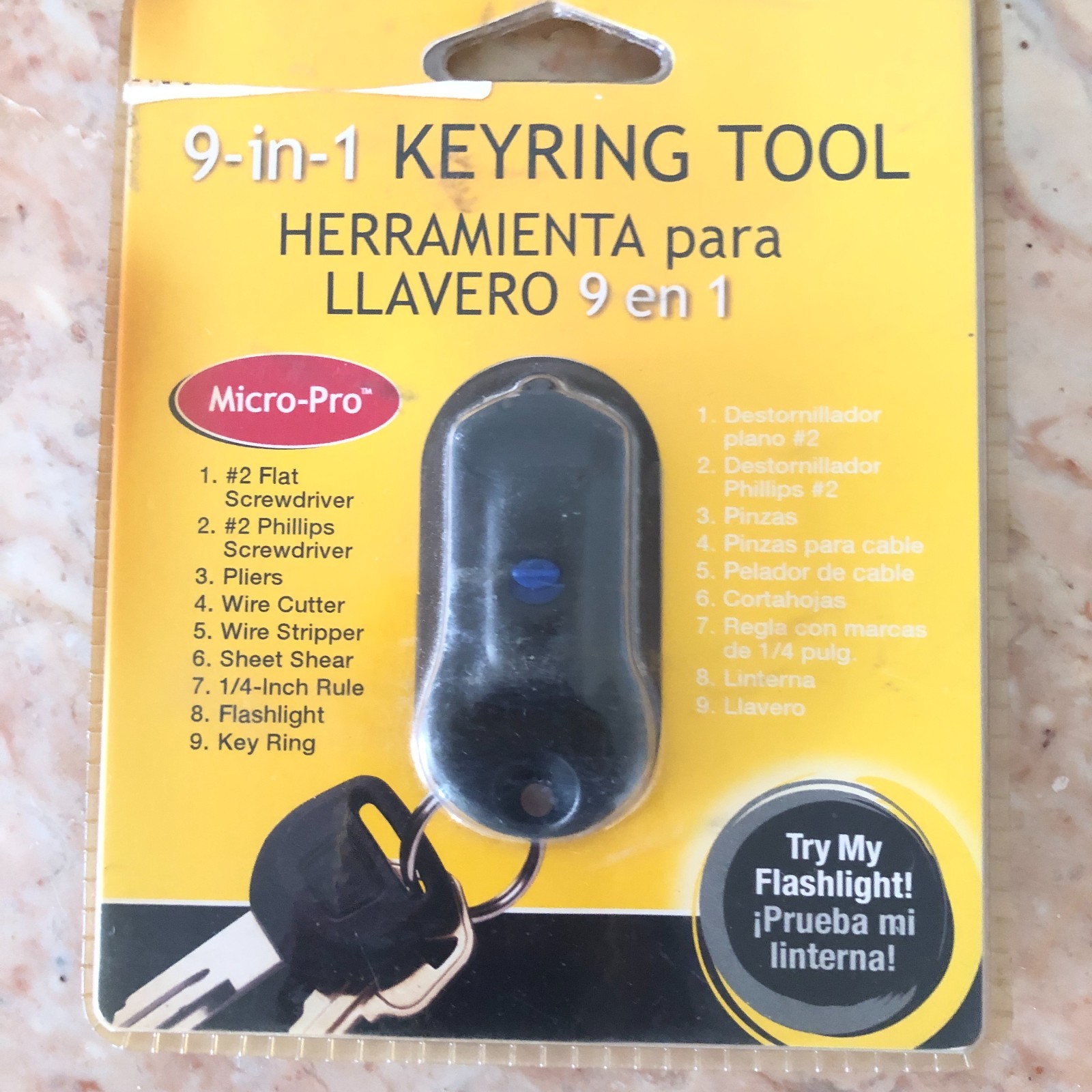 Swiss Tech Micro-Pro 9 In 1 Key Ring Tool New in Package Solid Stainless