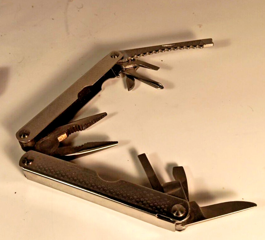 Stren Stainless Steel Multi Tool w Leather Belt Sheath Folding Pliers Rare