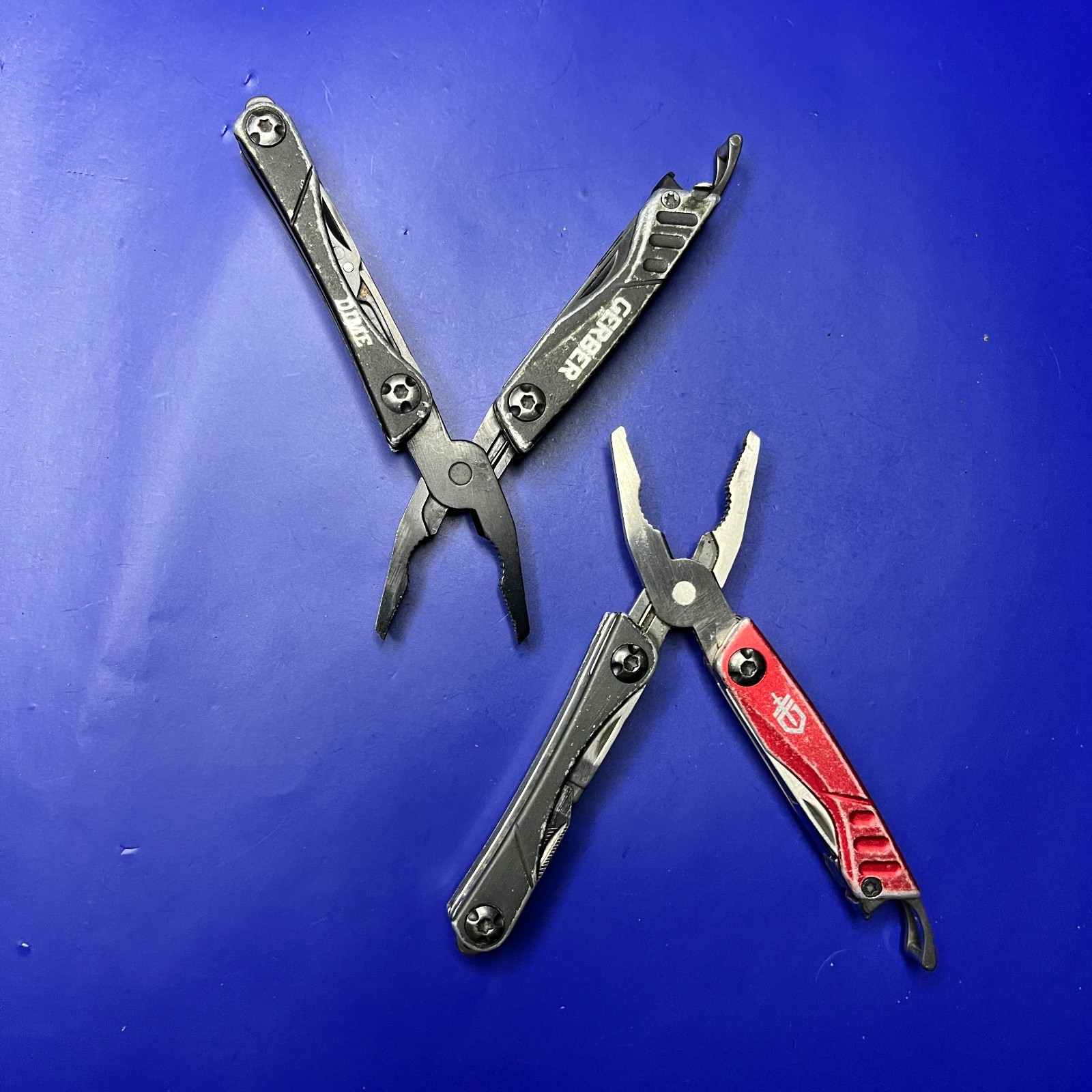 Lot of 2 Gerber Dime Multi-Tools Small Keychain Pliers Knife File Scissors