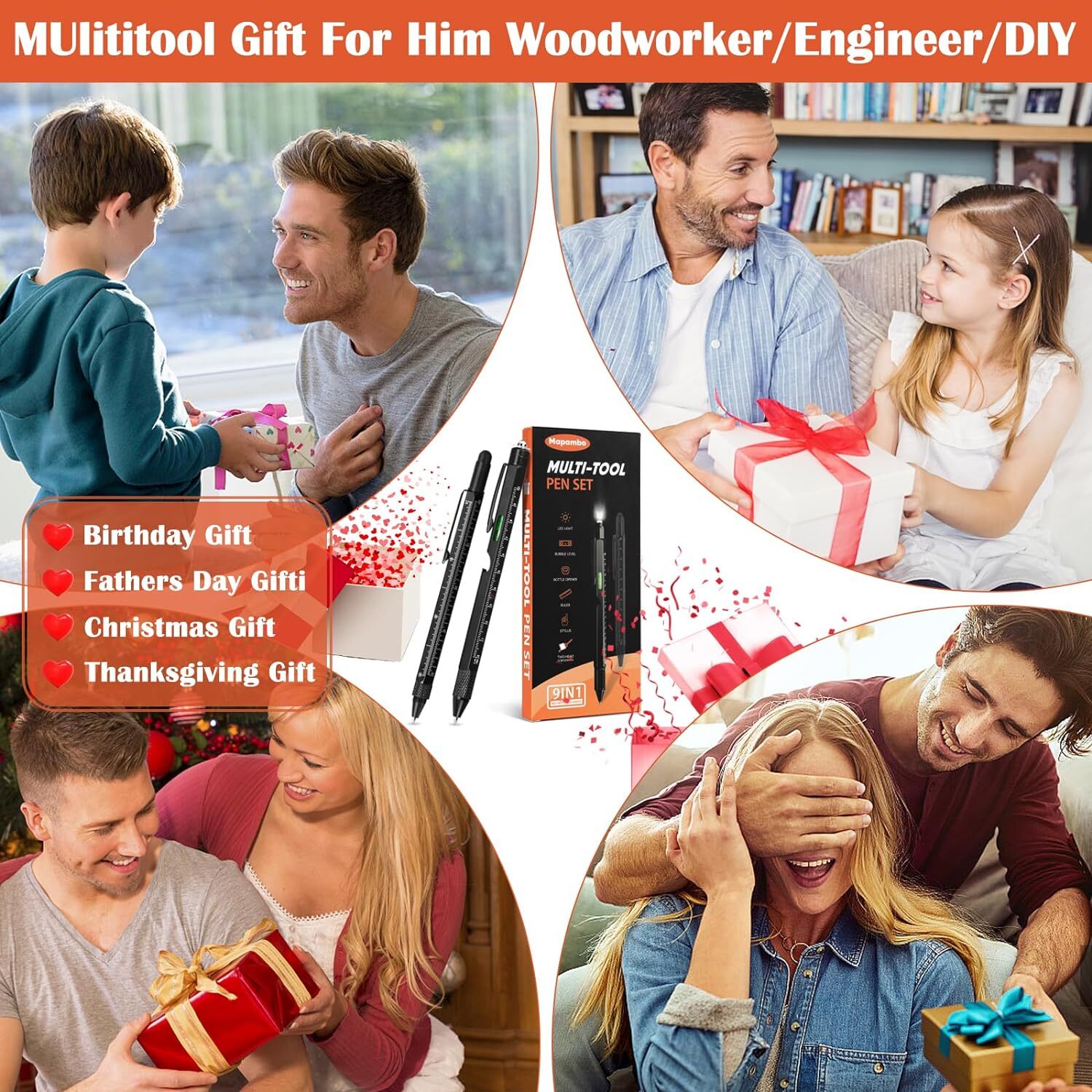 2-PACK 9 in 1 Multitool Pen Set – Set of 2 pens 1 – Metal Made