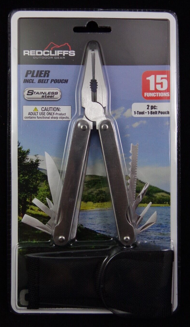 15 Function Stainless Steel Pliers with Belt Pouch – Redcliffs Outdoor Gear