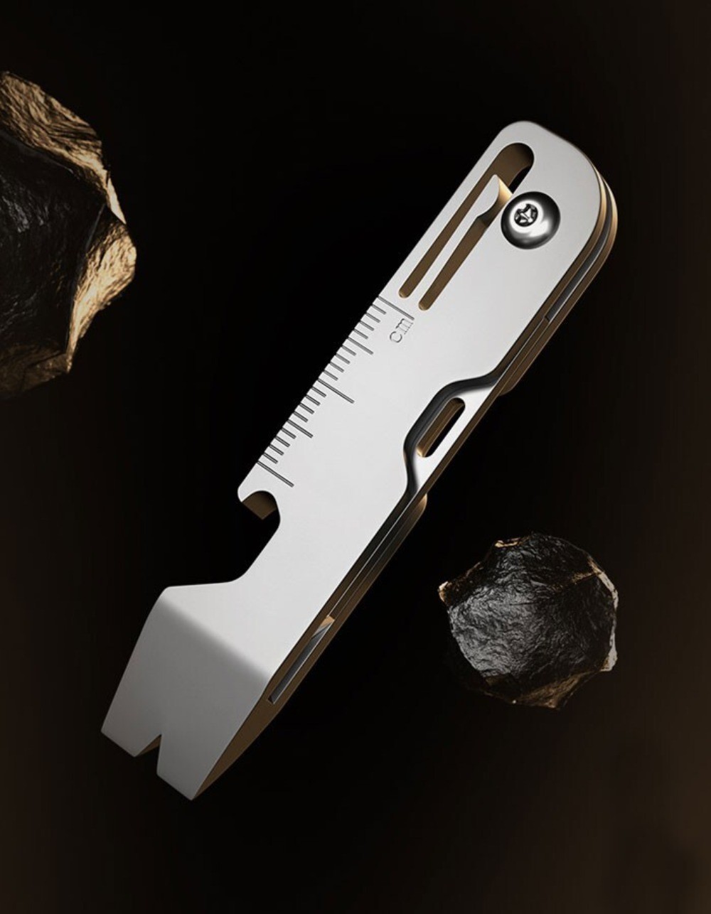 New EDC Titanium Keychain Pry Bar Crowbar Opener Ruler Knife Outdoor Multi Tools