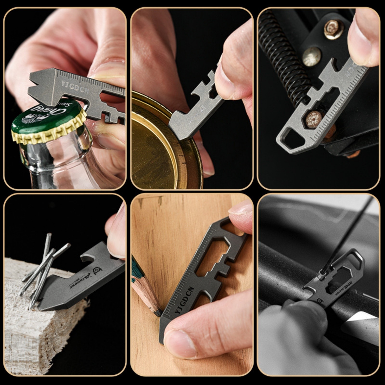 Titanium Alloy EDC Pry Bar Multi Tool Keychain Bottle Opener Wrench Ruler