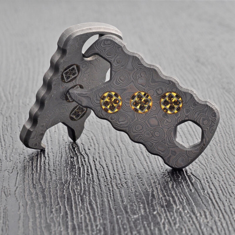 EDC Damascus Steel Multi Tools Card Necklace Wrench Bottle Opener Keychain
