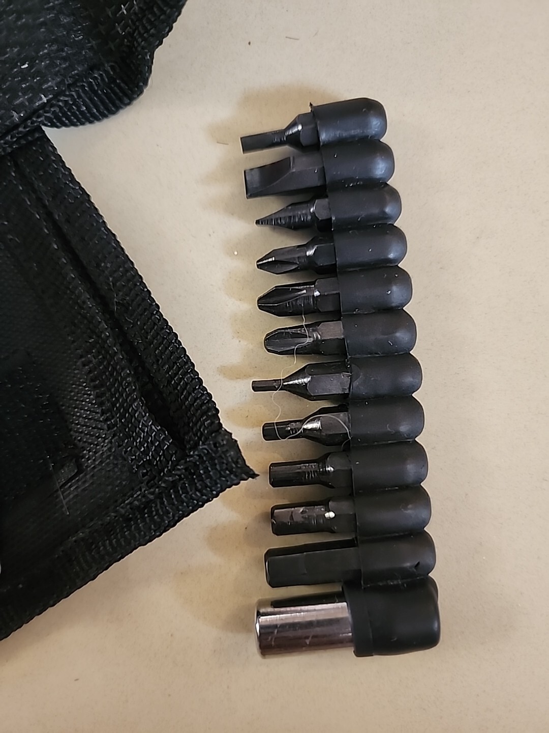 Multitool With Case And Screwdriver Bits Belt Loop Black Fabric