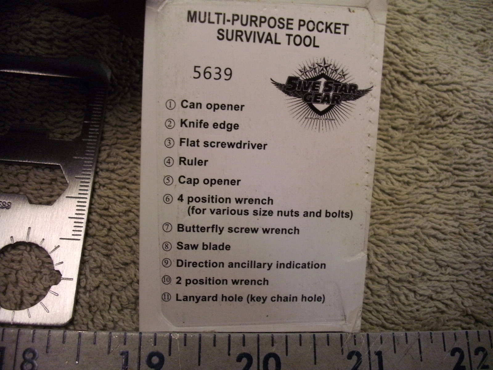 Five Star Gear Wallet Survival Tool with Pouch